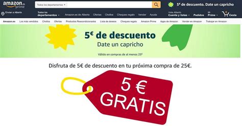 amazon 5 euros descuento crear lista